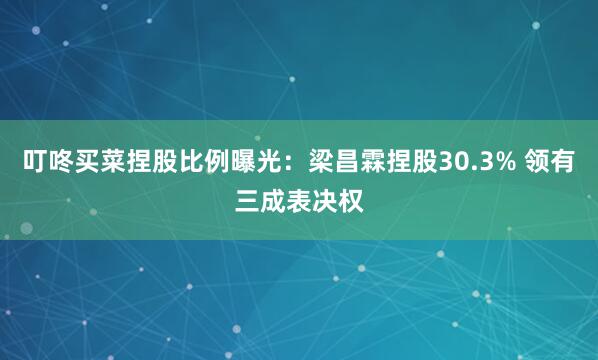 叮咚买菜捏股比例曝光：梁昌霖捏股30.3% 领有三成表决权